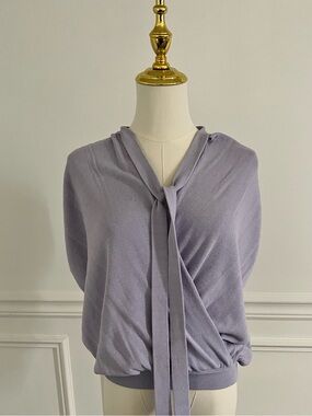 Soft Lavender Tie-Neck Sweater Top